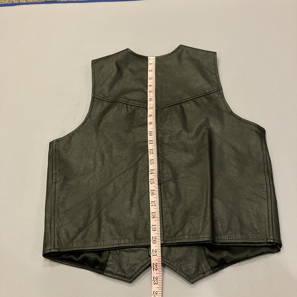 Branded Garments Black Leather Vest Joe Camel Cigarettes Logo Women's L Pockets - Picture 12 of 12